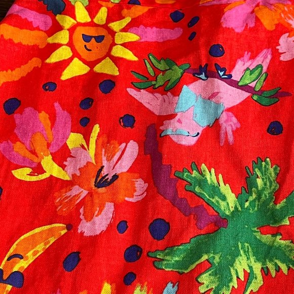 Maison d' Amelie Hawaiian Multicolor Linen Boho Peasant Tiered Midi Skirt XS - Picture 3 of 6